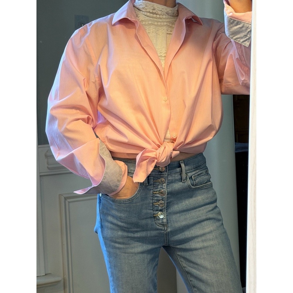 Calvin Klein Modern Classic Infinite Cool Button Down Pink/Gray Men's L (VGUC)